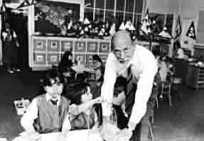 Nick Herbert with a class in the primary school