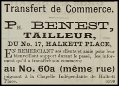 Tailor Philip Benest was at 17 Halkett Place in 1900