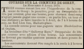 Three races were held on Wednesday 5 April at Gorey