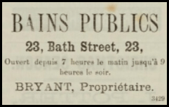 Advert in 1890 for the baths which gave the street its name