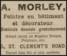 A Morley advertised as a painter and decorator in the Chronique de Jersey in 1924