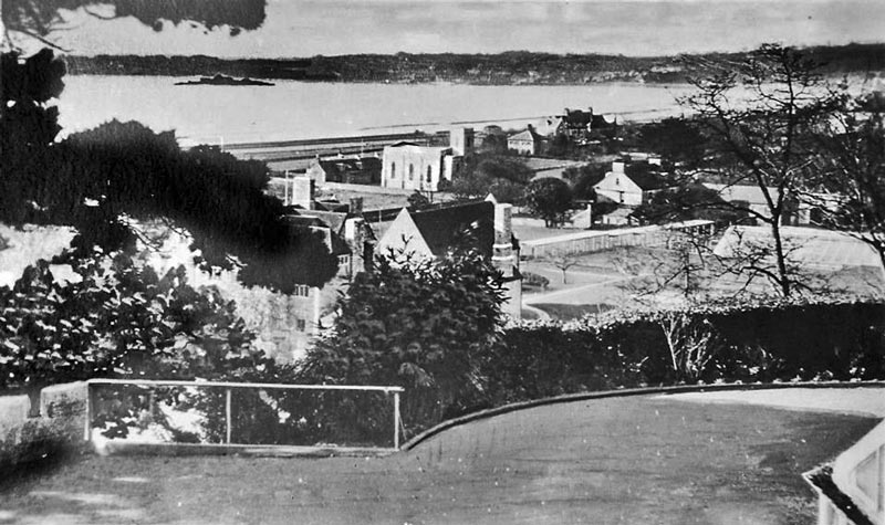 Looking down on the church in the 1920s