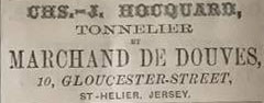 Charles J Hocquard was in business in Gloucester Street in 1875 as a cooper and water pump merchant