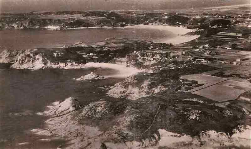An aerial view of Noirmont, Portelet and St Brelade's Bay in the 1930s