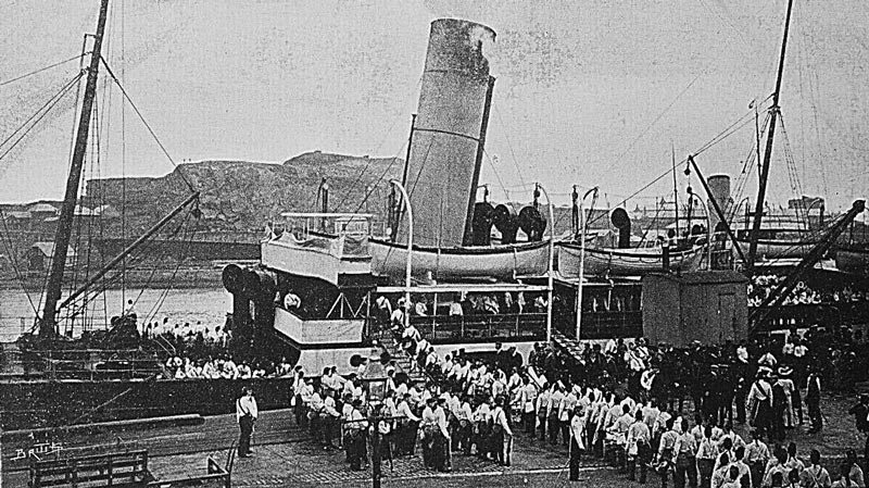 The Highland Light Infantry depart in 1904