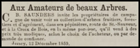 Advert in Chronique de Jersey in 1860