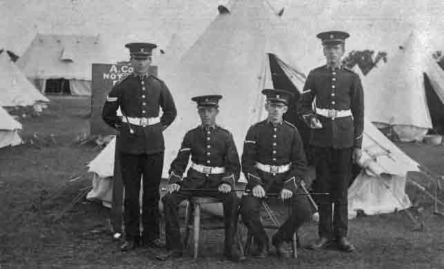 Corporals at a militia camp in the 1900s