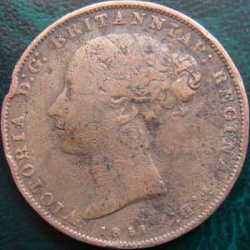 1851 halfpenny - a 26th of a shilling