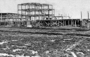 The steel framework for the airport terminal goes up