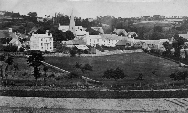 Ashton House is to the right of this group of properties at the top of Jambart Lane, in front of the church