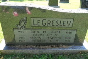 Le Gresley gravestone in Gaspe, Canada