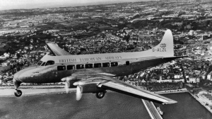 A BEA Heron over St Helier in the 1950s