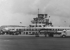 A Viscount and Viking in front of the terminal building