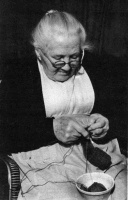 Louise Augustine Crespin (1859-1956) in 1945. Louise, who married Desire Aimable Guernier was born in Balleroy, Calvados, the daughter of Celestine Lescardie Crespin (1838-1921) Along with her sister Albertine, born the year before her, she took the surname of her stepfather, Jacques Michel Bion (1825-1896) when he married her mother in 1863