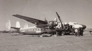 An Ambassador is repaired after a heavy landing in 1956 ...