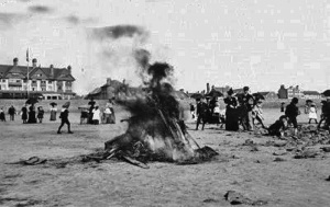 A beach bonfire at West Park in the late 19th century