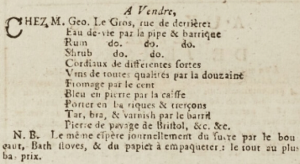 George Le Gros still had a grocery in Rue de Derriere in 1808