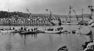 A swimming competition at St Aubin in 1904 - Picture courtesy of Facebook group Jersey Temps Passe