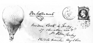 Mail delivery by hot air balloon in 1870