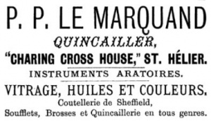 1887 advert from L'Almanach de la Gazette de Jersey for Peter Philip Le Marquand