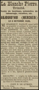 Charles Pallot held a retirement sale here in 1920