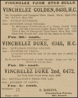 1931 advert in Chronique de Jersey