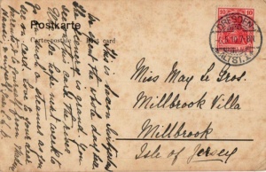A postcard sent from Dresden, Germany, to May Le Gros at Millbrook Villa in 1910. May Irene Le Gros was the daughter of John and Elizabeth Le Gros and was then eight years old. She had an elder sister Gladys