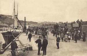 The arrival of a French ferry in St Helier Harbour