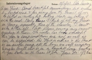 The message on the card - sunbathing in internment