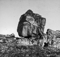 A 19th century slide of a large rock, apparently close to the castle, but no longer to be seen