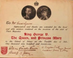 A card sent by the Bailiff and Lieut-Governor recognising the Royal chauffeur's contribution to the visit