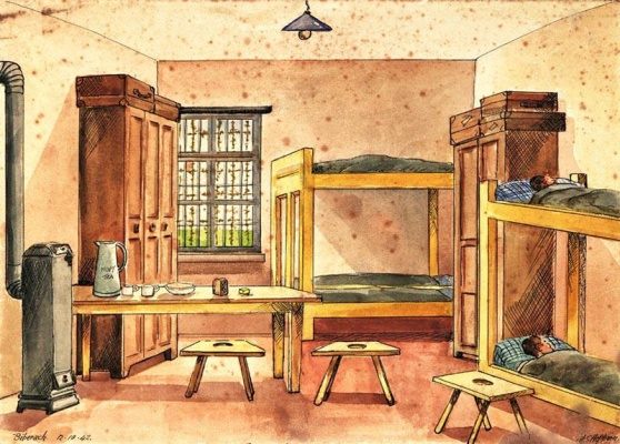 Biberach: The room Harold Hepburn shared with three other islanders