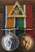 Joseph Louis Moysan's service medals, the British War Medal and the Mercantile Marine Medal