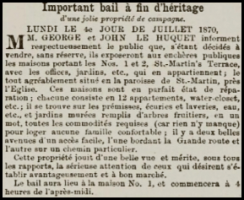 George and John Le Huquet advertised 1 and 2 St Martin's Terrace for sale in 1870. It is not clear where these buildings were situated
