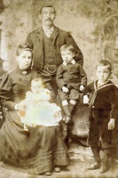 William Charles Salter (1857-1919, son of Amos William (1815-1882), from Dorset, and Catherine, nee Ryan (1831-1892) from Ireland, he was born in St Helier and married Annie Maud Mary Bourdon (1869-1927) in her home parish of St Helier in 1883. They had seven sons and four daughters and are pictured here with Ernest, Harold and William