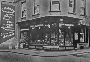 This picture of the Mallet shop at 5 Conway Street clearly shows that the street was still cobbled. We have been unable to ascertain when the cobbles would have been covered by tarmacadam, but it may well have been as late as the 1930s. Unless Clement Mallet leased the property before he bought it, he could not have been in business there in the 1900s