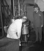 Lieut-Governor Sir Arthur Edward Grasett visiting Don Street Dairy in 1951 ...