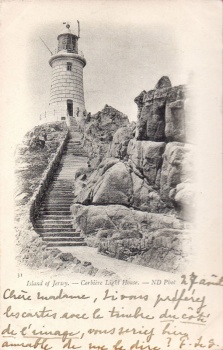 Corbiere, sent later that day, offering to send cards with the stamp on the picture side, if wanted