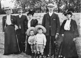 Marie Cochu, right, and her family in Brittany, before she moved to Jersey and married Pierre Dreux