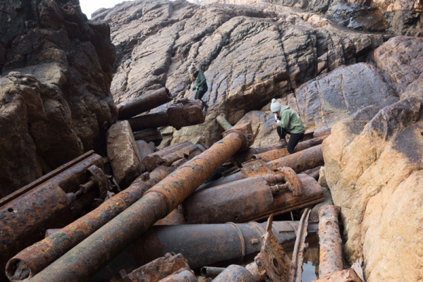 Large guns were dumped over the cliff at Les Landes, from where a handful were recovered many years later