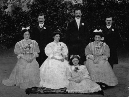 The marriage of George Francis and Ella May Simon, nee Norman, with Ella's sisters Muriel and Elsie as bridesmaids