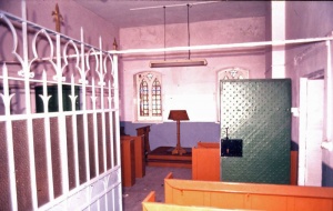 Newgate Street prison chapel. The metal grille separated male and female prisoners