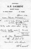 A receipt from A P Laurent's basket works in 1984
