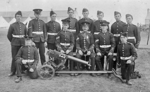Militia members with Maxim Gun