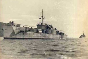 LCL130, the first vessel to enter the harbour on Liberation Day