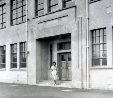 Miss Gibbons at Grouville School in 1953