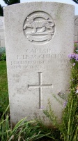 The grave of Great War casualty Frank Le Maistre Gruchy at Ration Farm Military Cemetery, La Chapelle D'Armentieres