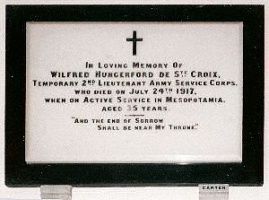 The grave of Great War casualty Wilfred Hungerford De Ste Croix at Baghdad (North Gate) War Cemetery, Iraq