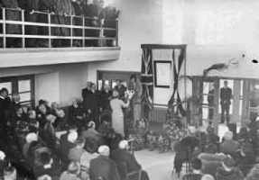 The plaque in the entrance hall unveiled