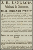 Shoemaker J R Langlois was at 3 Burrard Street in 1890